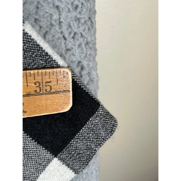 Lauren Ralph Lauren L/XL Black Ivory Plaid Fringe Wool Blend Poncho - Picture 8 of 9